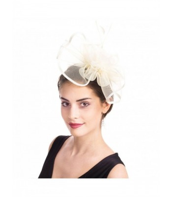 SAFERIN Fascinator Feather Hairband Ta5 Beige in Women's Sun Hats