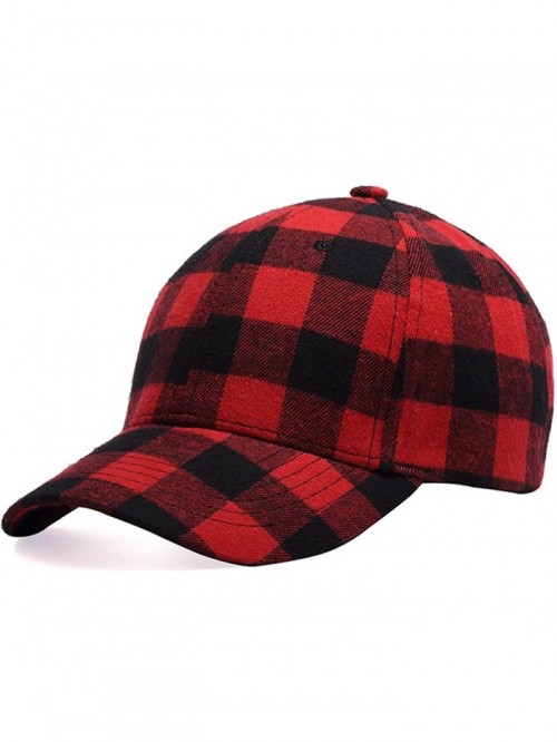 Black and Red Checked Print Baseball Cap Soft Plaid Print Outdoor Hat ...