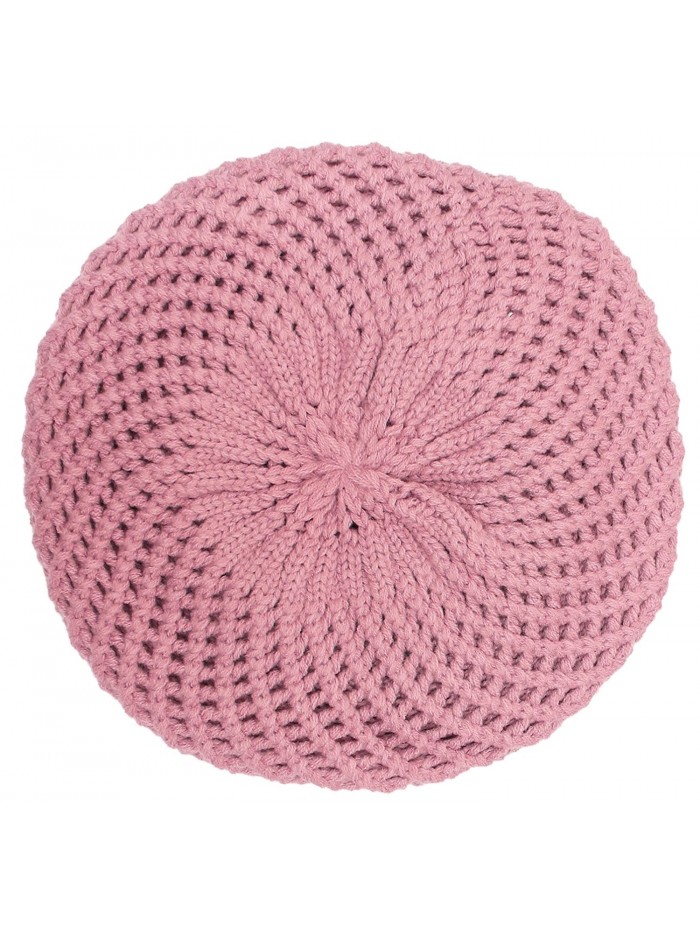 KMystic Classic Winter Knitted Beret - Pink - C711OO2COQP