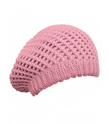 KMystic Classic Knitted Beret Pink in Women's Berets
