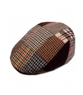 Men's Patchwork Wool Duckbill Ivy Newsboy Caby Irish Tweed Cap Hat - C211PKG8W5L