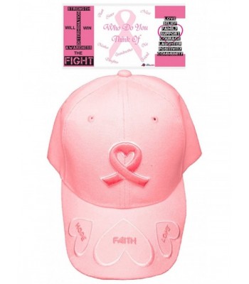 Pink Ribbon Cap Breast Cancer Awareness Hat Embroidered Womens Faith Hope Love - CA12N45JBW7