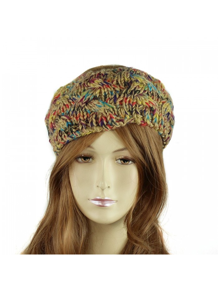 Knitted Headband - Multicolor Braided Knitted Headband- Beige - CM128FEA14X