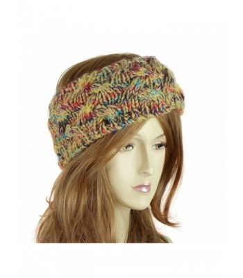 Multicolor Braided Knitted Headband Beige in Women's Cold Weather Headbands