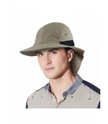 EINSKEY Men's Sun Hat With Neck Flap Cover Outdoor Sunscreen Mesh boonie Cap For Safari Fishing Hunting - Khaki - CC180KQNO84