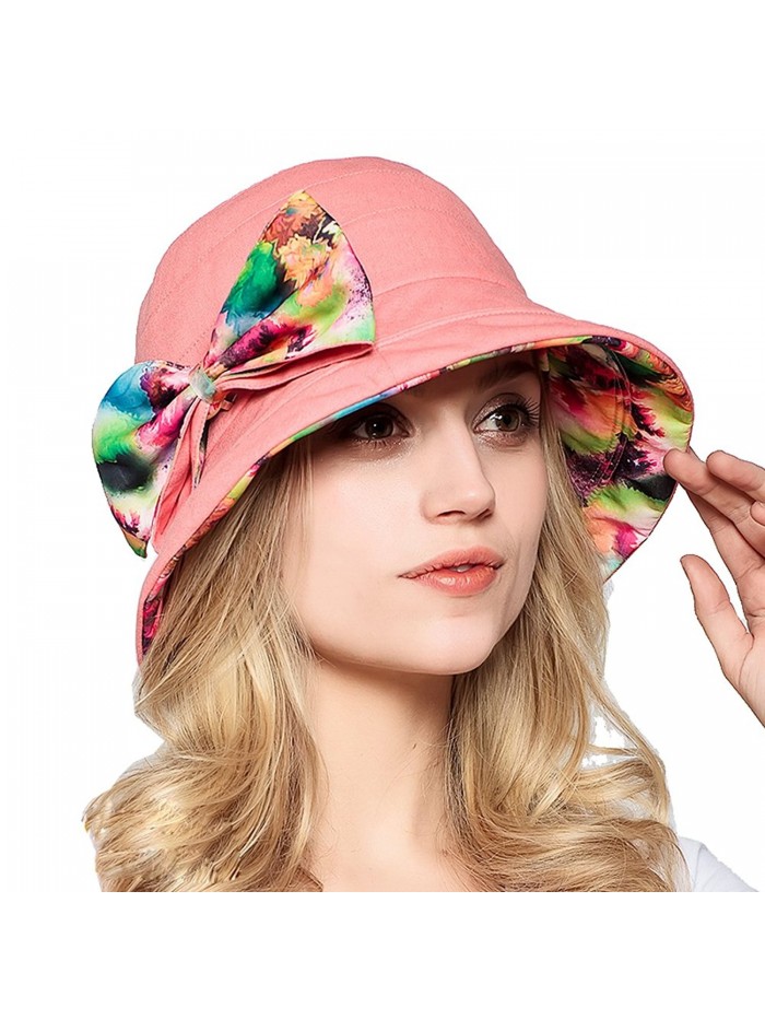Yimidear Fashion Women Summer Beach Hat Ladies Large Brim Anti-UV Hat Foldable Sunhat - Pink - CG1218P59PN