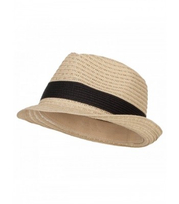 Women's Toyo Braid Fedora Hat - Natural Black - CJ12NA9K4FS