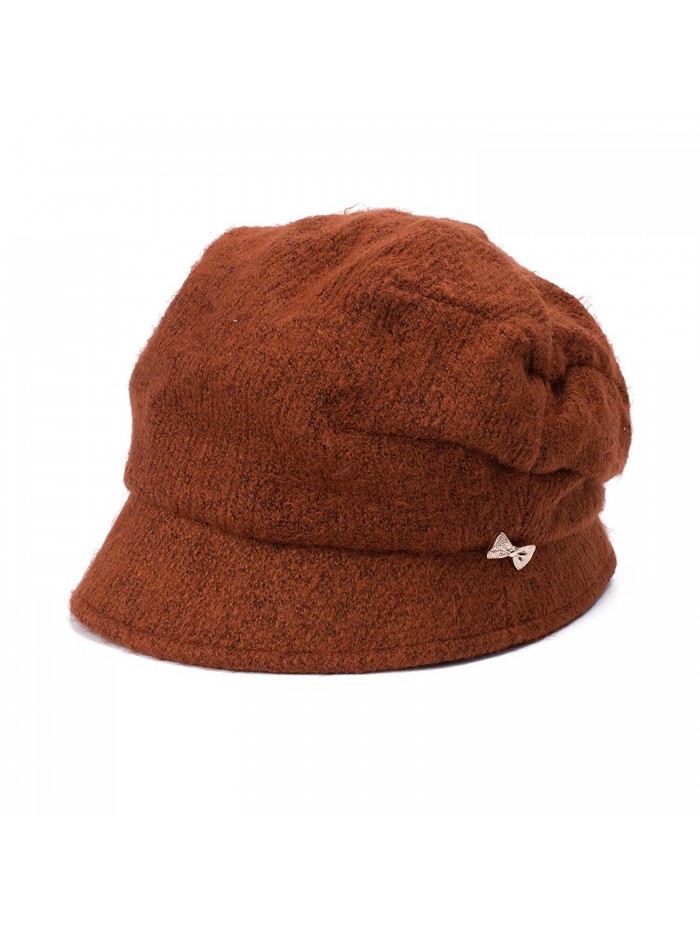 Lawliet Lady Winter newsboy Cabbie Hat Warm Crushable Casual Cap T295 - Rust Red - CD188WNQDON