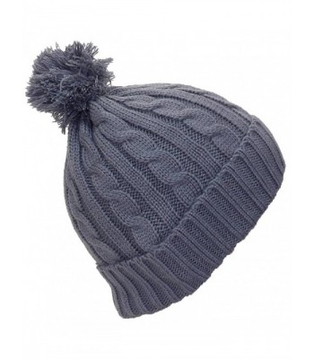 Best Winter Hats Women's Tight Cable Knit Cuffed Cap W/Pom (One Size) - Gray - CK11Q5DBYWL