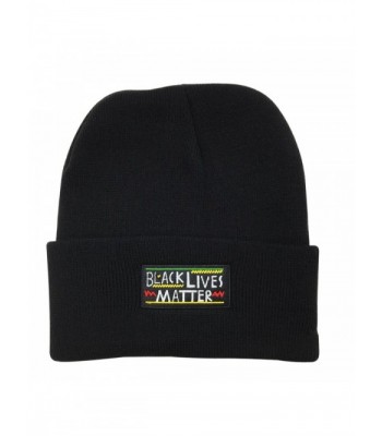 Black Lives Matter Warm Winter Hat Knit Beanie Skull Cap Embroidered - Black - CK18808G6G5