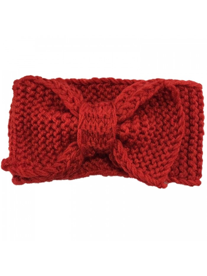 WIIPU Knitted BOW Headband Ear Warmer Ear Warmer Winter Hair Bands Headband (N71) - Red2 - C3120G6VX9L