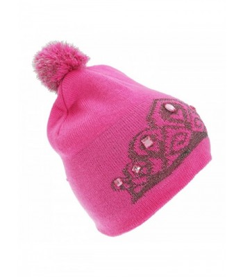 FLOSO Womens/Ladies Tiara Pattern Winter Beanie Bobble Hat - Pink - C9127MS14WR