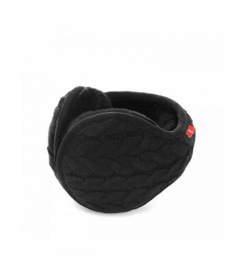 Winter Warm Knit Earmuffs Polemax Foldable Adjustable Men Women Ear Muffs Headband - Black - CC188M2OL9D