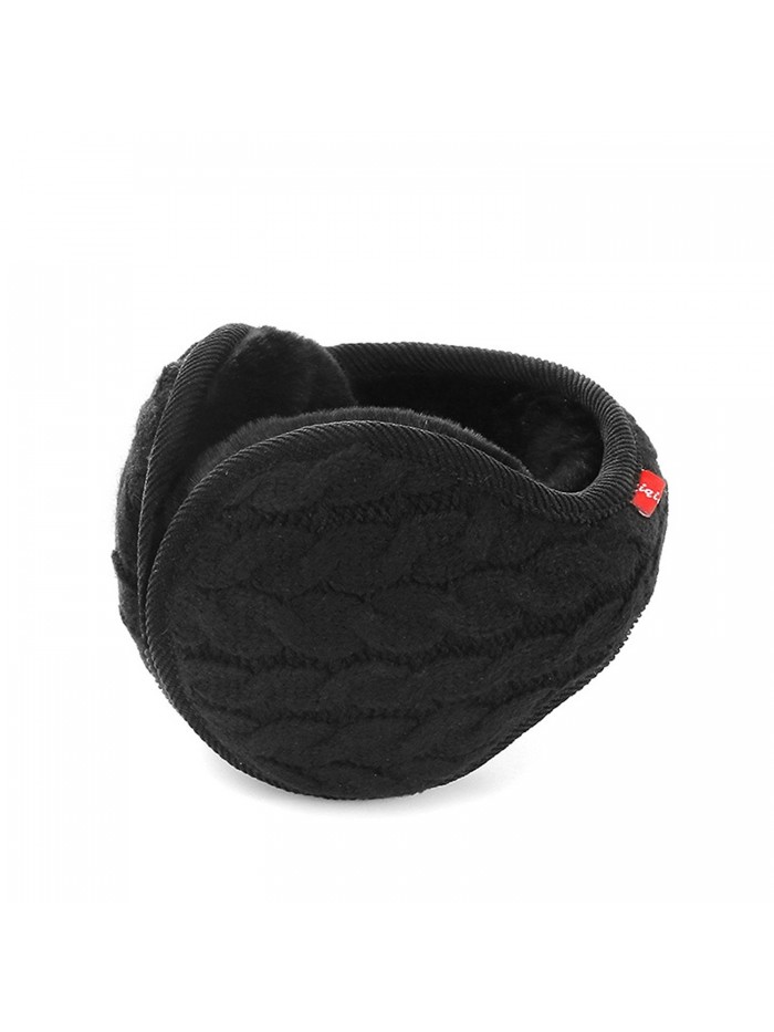 Winter Warm Knit Earmuffs Polemax Foldable Adjustable Men Women Ear Muffs Headband - Black - CC188M2OL9D