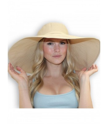 7" Crushable Ribbon Braid Sun Hat (Beige) - CJ112BU69BD