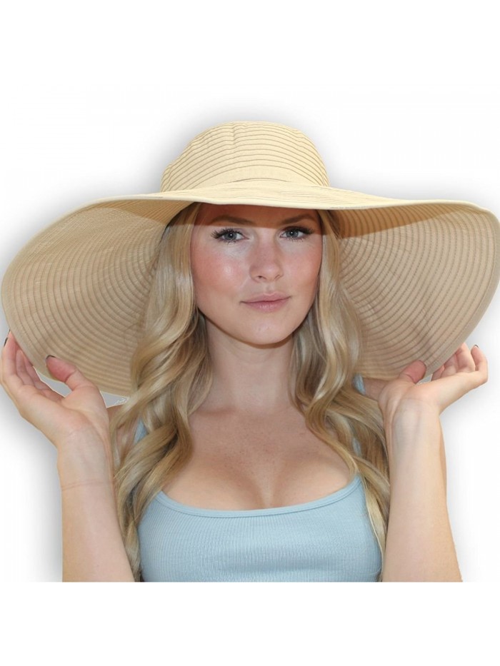 7" Crushable Ribbon Braid Sun Hat (Beige) - CJ112BU69BD