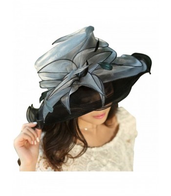 June's Young Women Hat Black Hat Beach Hat Uv Protection for Kentucky Derby - Black - CH11O9OEW4F
