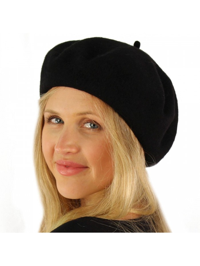 Classic Winter 100% Wool Warm French Art Basque Beret Tam Beanie Hat Cap - Black - C611P28U45D
