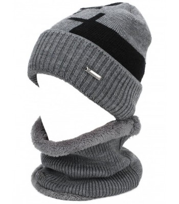 Winter Beanie Knitting Fleece Colors - Grey Hat Scraf Set - C9188M2XXQ6