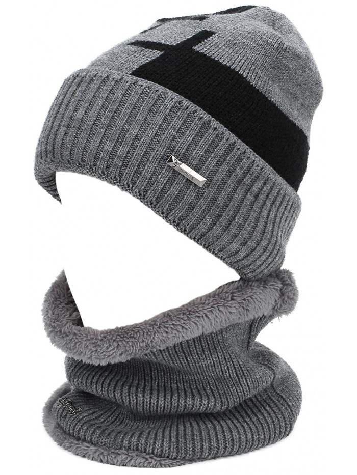 Winter Beanie Knitting Fleece Colors - Grey Hat Scraf Set - C9188M2XXQ6