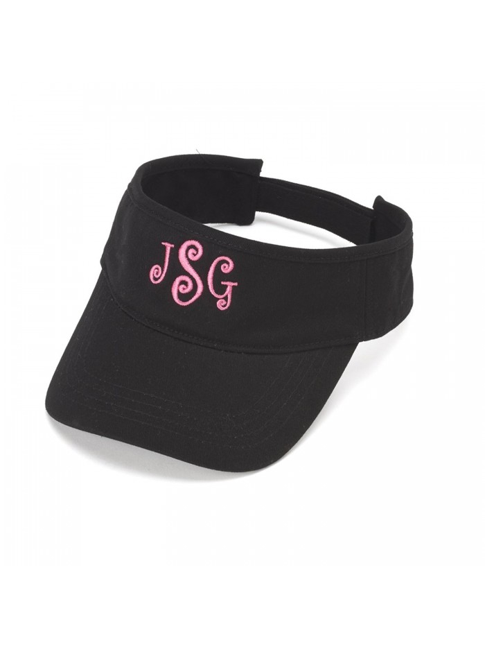 Woman's Monogrammed Black Twill Sun Visor - C112DMTLLV9