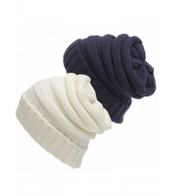 JOYEBUY 2 Pack Stylish Warm Chunky Soft Stretch Knit Cap Slouchy Beanie Skully Hat Valentine Gift - Style 1 - CL18544EIRZ