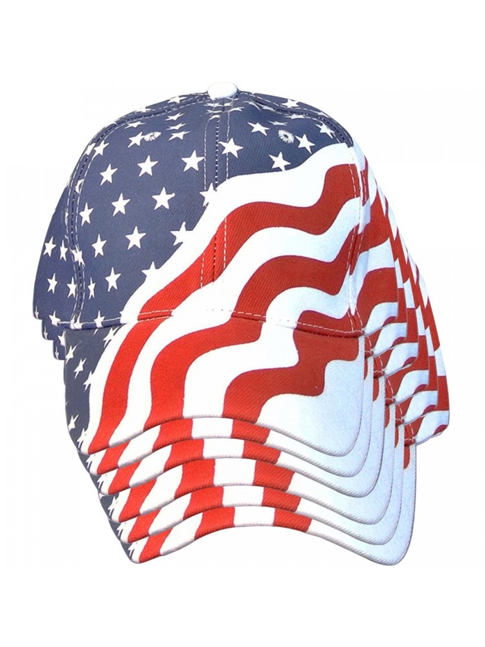 6 Pack American Flag Ball Cap Hat Us USA Patriotic Stars and Stripes Baseball Cap - CS120EC9AQJ