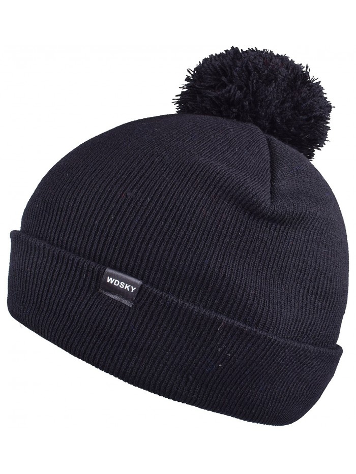 WDSKY Winter Beanie with Cute Pom Pom for Men Women Soft Bobble Hat Knit Skull Caps - Black - C31885SX7I7