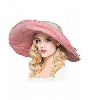 Packable Reversible Large Brim Floppy Sun Hat UPF 50 Sun Protection Travel Beach Hat - Pink-C - C0182ETUQA6