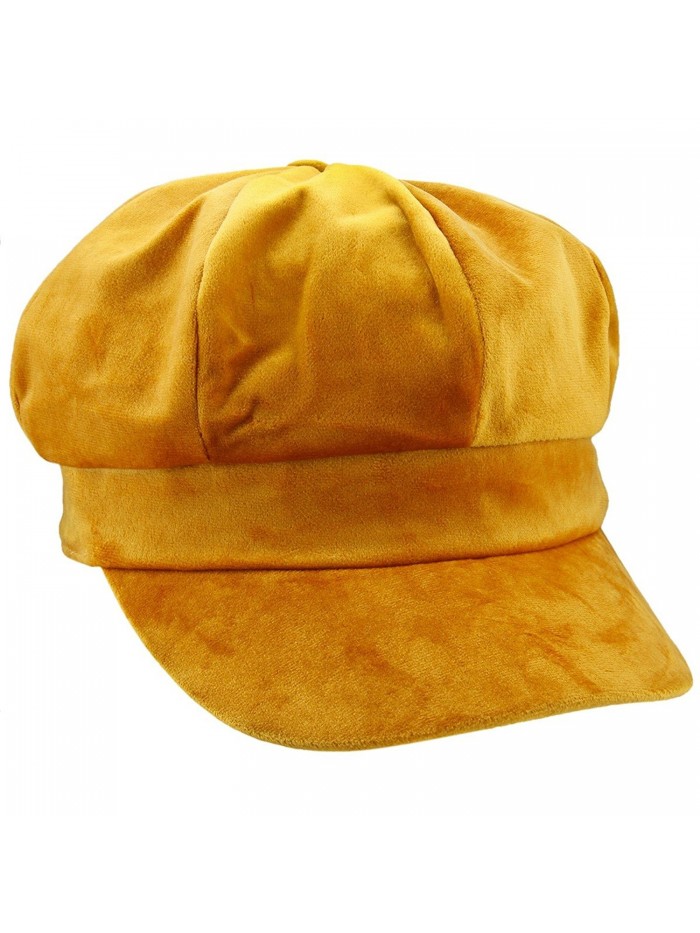 moonsix newsboy Hat-Plain Cabbie Visor Beret Gatsby IVY Caps For Women- - H-yellow(velvet) - C6188G4ZSRN