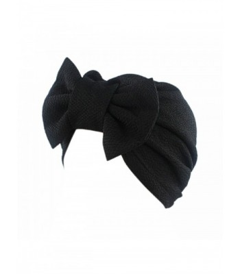 Raylans Womens Removable Bowknot Hijab Turban Dual Purpose Cap - Black - C912O0TCMZO