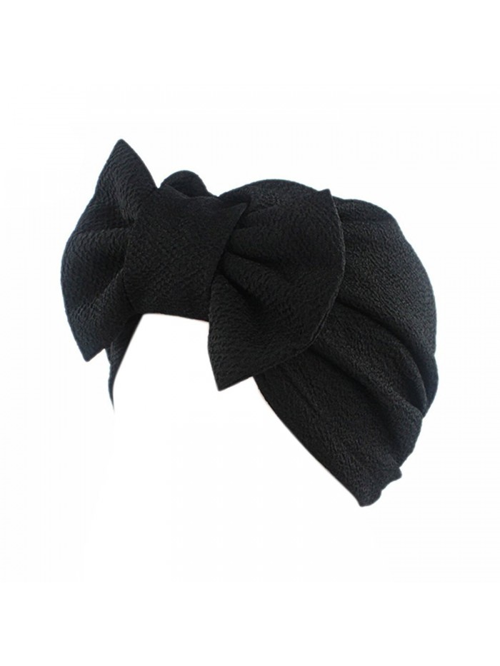 Raylans Womens Removable Bowknot Hijab Turban Dual Purpose Cap - Black - C912O0TCMZO