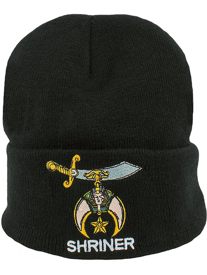 Shriner Beanie Black Cuffed Lodge Winter Skull Cap Hat Associated Mason - CZ129FOPVON