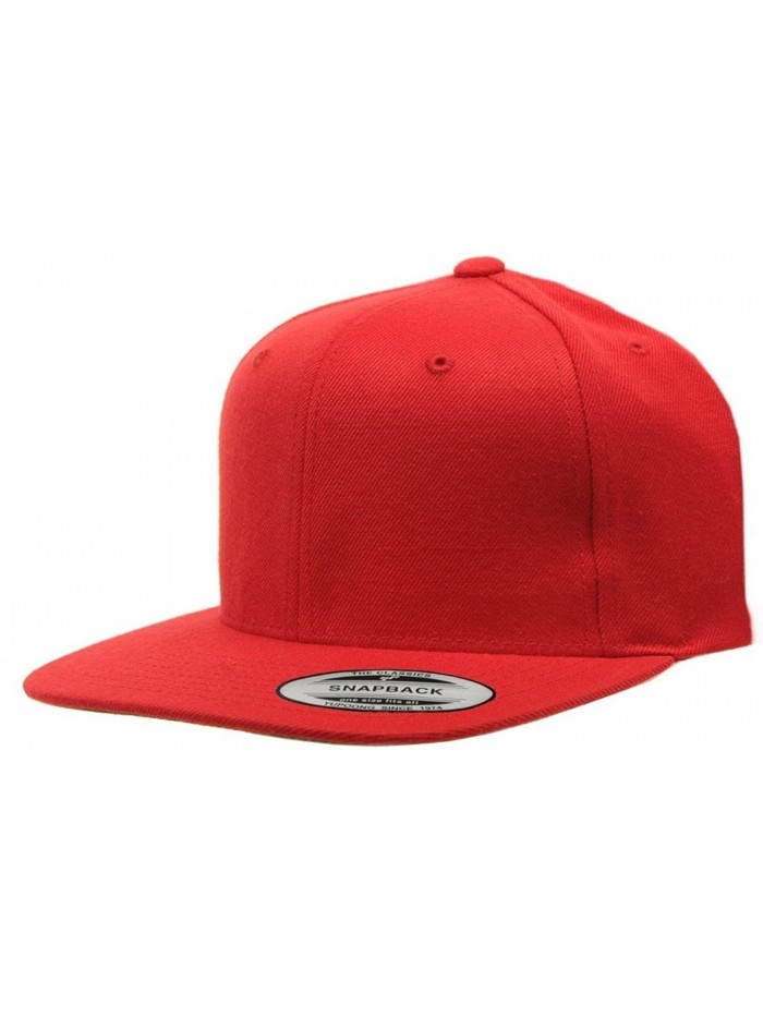Original Yupoong Pro-style Wool Blend Snapback Blank Hat Baseball Cap 6098m - Red - C41182S4DVB