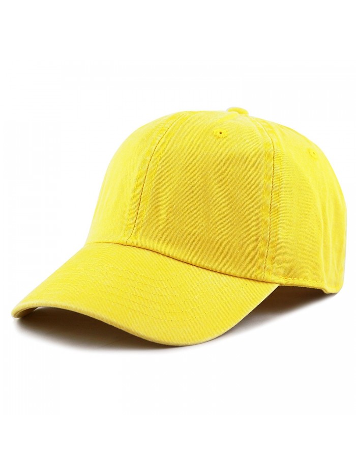 THE HAT DEPOT 100% Cotton Pigment Dyed Low Profile Six Panel Cap Hat - Yellow - C7189A2W984