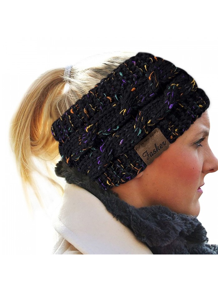 4 Pieces Women Winter Knitted Headband Fuzzy Lined Warm Headbands Confetti Thick Cable Headband Head Wrap Cold Weather Ear Warmer Headband