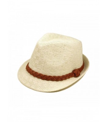 Classic White Fedora Straw Hat with Braided Band - CS11076FXYH