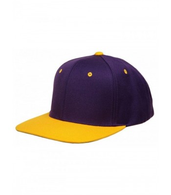 Original Yupoong Two-Tone Pro-Style Wool Blend Snapback Snap Back Blank Hat Baseball Cap 6098MT Purple / Gold - CZ1181RD1VL