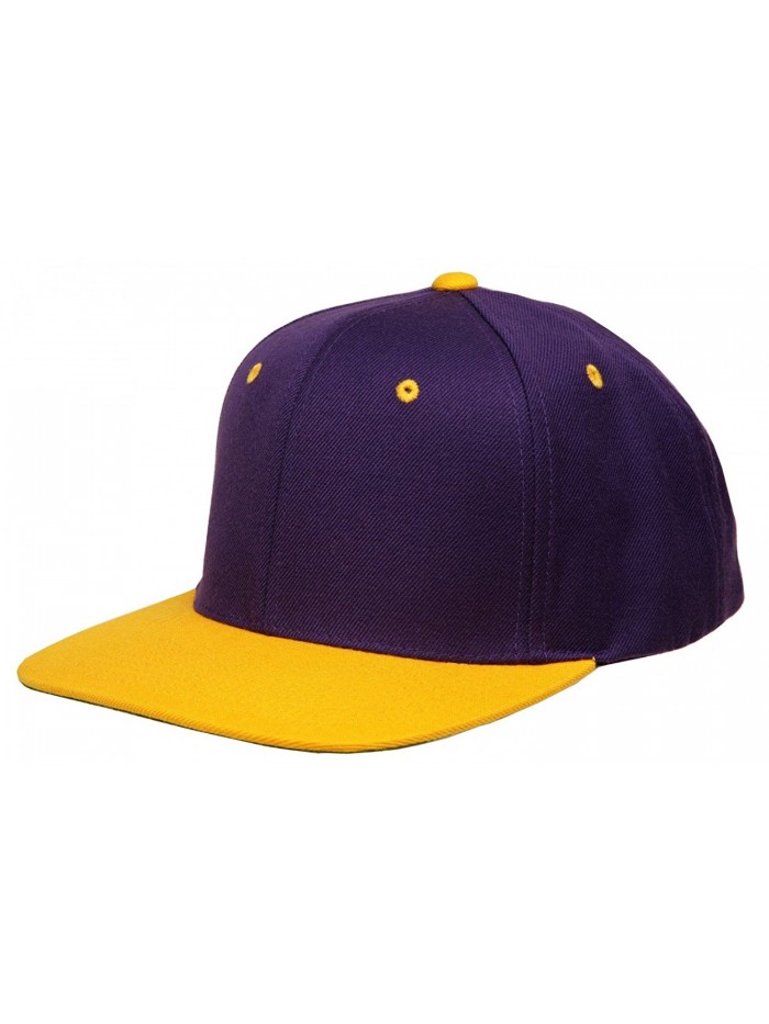 Original Yupoong Two-Tone Pro-Style Wool Blend Snapback Snap Back Blank Hat Baseball Cap 6098MT Purple / Gold - CZ1181RD1VL