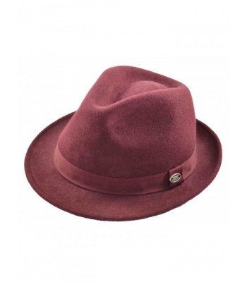 DPC Men's Wool Felt 2" Brim Fedora Medium - Burgundy - CZ11VV296N5