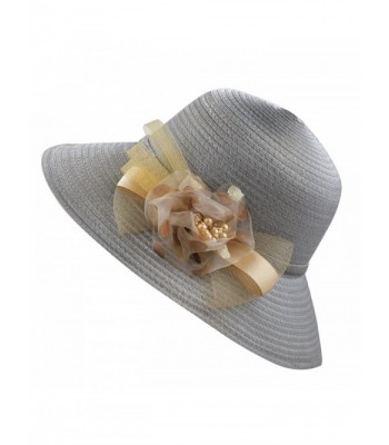 The Hat Depot Women's Satin Flower Ribbon Band Cloche Church Hat - Grey - CQ12HRVRUL3