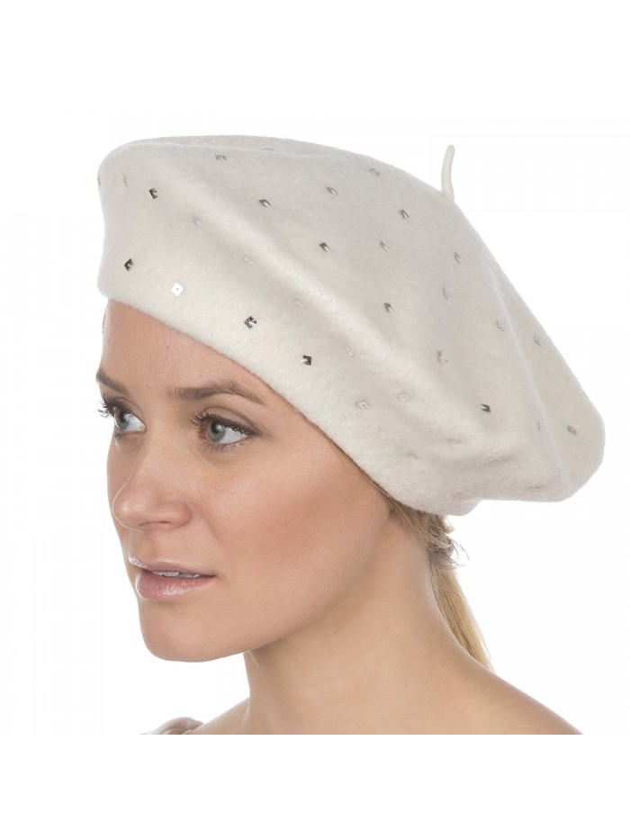 Sakkas Juliette Wool Slouch Beret - White - CH11MCFLDY5