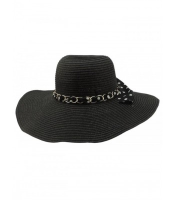 Q Headwear Womens Floppy Wide Brim Packable Sun Hat Black With Polka Dot Band - C912OI3XNRV