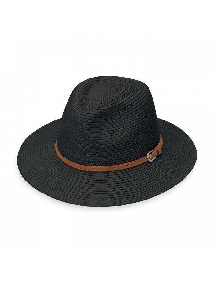 wallaroo Women's Naples Sun Hat - colorful Paper Braid Fedora - UPF50+ - Black - CB12O3X27BP