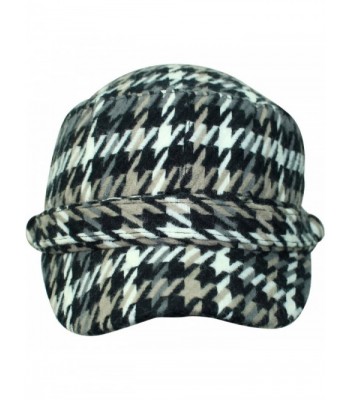 Black Houndstooth Plaid Cadet Cap