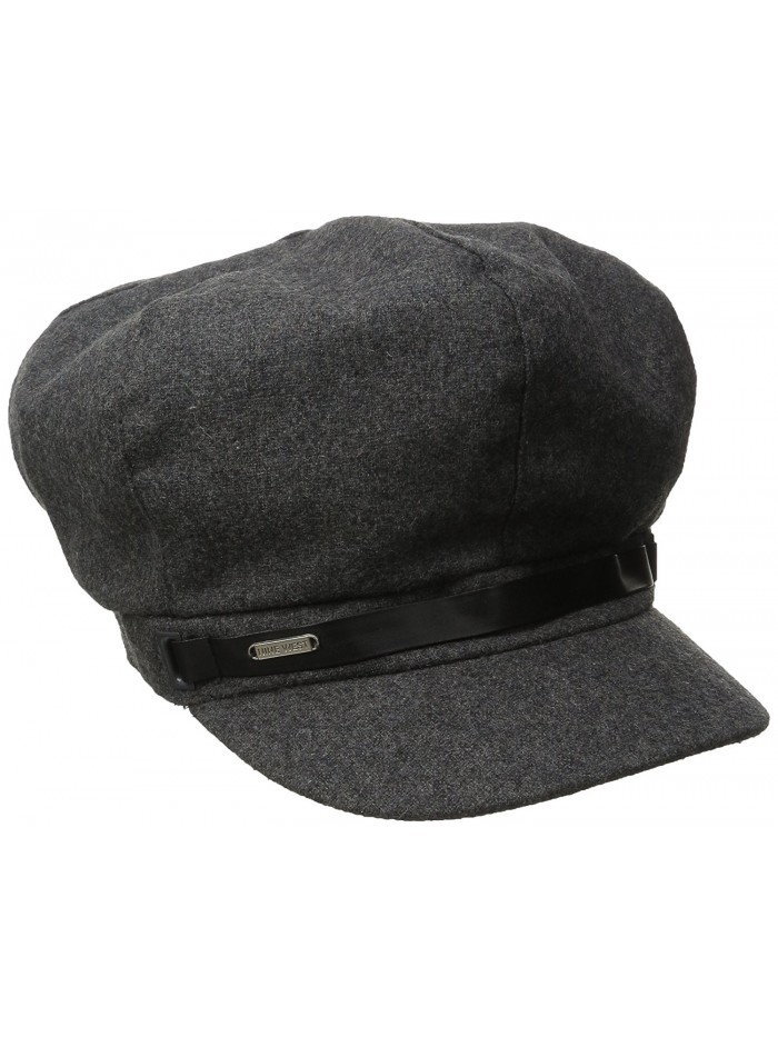 Nine West Women's Wool Blend Newsboy Hat - Charcoal/Grey - C712F8G1ON9