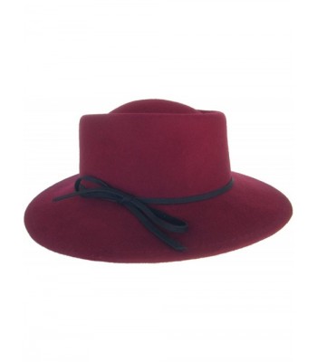 Brooklyn Hat Co Wrangler Womens Boater Wool Felt Fedora Music Festival Hat - Berry - CZ11WNYJVRL