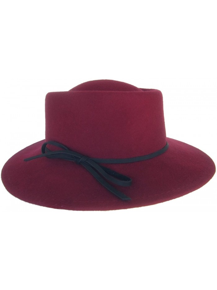 Brooklyn Hat Co Wrangler Womens Boater Wool Felt Fedora Music Festival Hat - Berry - CZ11WNYJVRL