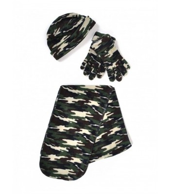 Solid Color Polyester 3 Piece Fleece Hat- Scarf & Glove Women's Winter Set - Camo - CH12O7QOJ8V