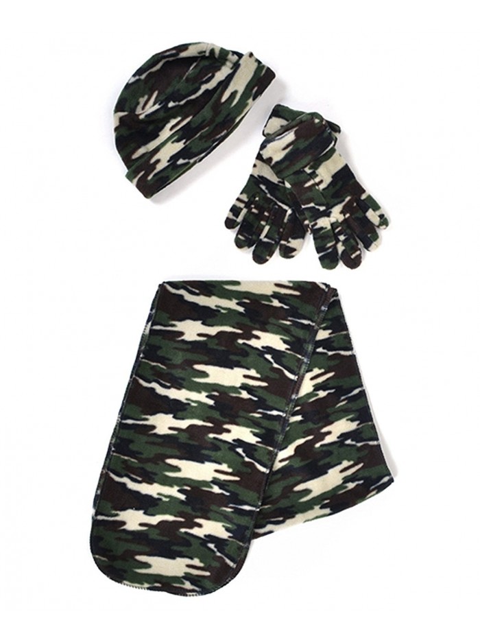 Solid Color Polyester 3 Piece Fleece Hat- Scarf & Glove Women's Winter Set - Camo - CH12O7QOJ8V